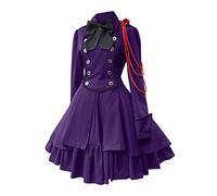 JokeLomple Vestito Gotico Donna - Stile Steampunk Vintage Cosplay Abiti con Maniche Svasate e Corsetto Vestito di Lusso per Halloween Carnevale