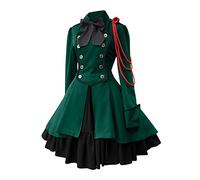 JokeLomple Vestito Gotico Donna - Stile Steampunk Vintage Cosplay Abiti con Maniche Svasate e Corsetto Vestito di Lusso per Halloween Carnevale