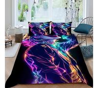 Joker al neon Set Di Biancheria Da Letto 3 Pezzi Con Stampa 3D Wildlife Animal Theme Copripiumino Con 2 Federe Con Federe in Microfibra Ultra Morbida King（220x240cm）