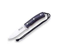 joker Coltello Bushcraft Bushcrafter CM120, fodero in pelle nera, lama da 10,5 cm, mango Micarta nera, per la pesca, la caccia, il campeggio e l'escursionismo