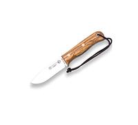 joker Coltello Bushcraft CO118, Mango Legno d'ulivo, Lama 10,5 cm, Fodero in Pelle Marrone, utensile per la Pesca, la Caccia, Il Campeggio e l'escursionismo