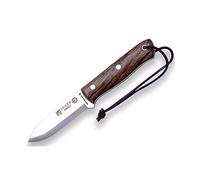 joker Coltello Bushcraft Nordico CN119-P, manico in legno di noce, lama da 10 cm, fodero in pelle marrone con selce, per la pesca, la caccia, il campeggio e l'escursionismo