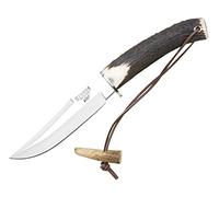 joker Coltello Bushcraft Wolf, con polsino con punta di cervo, lama 14 cm, 205 grammi, con cavo decorativo, CC72 per attività di Pesca, l'Escursionismo, Il Campeggio