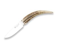 joker Coltello da caccia GABATO CC141, impugnatura in asta di cervo, lama da 9 cm, con fodero marrone, Utensile da pesca, caccia, campeggio ed escursionismo