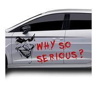Joker KX011+KX012 Joker Adesivo 67 x 50 cm Why so serious Scritta per auto, autobus, roulotte, accessori auto, adesivo per clown umorismo (nero opaco, KX011 + KX012 Joker con scritta)