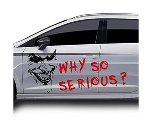 Joker KX011+KX012 Joker Adesivo 67 x 50 cm Why so serious Scritta per auto, autobus, roulotte, accessori auto, adesivo per clown umorismo (nero opaco, KX011 + KX012 Joker con scritta)