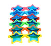 jokeshop Confezione da 6 bicchieri giganti a forma di stella, stile retrò, da clown, per cabina fotografica, colori assortiti