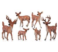 JOKFEICE Deer Toys - 6 statuette realistiche di animali del bosco di cervi, giocattoli educativi precoci, topper per torta di compleanno per bambini