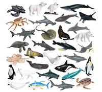 JOKFEICE Figure di animali 32 pezzi Plastica realistica Figurine di animali dell'oceano Giocattoli per l'apprendimento, Cake Topper Regalo per la festa di compleanno per bambini