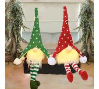 JOKILY 2 decorazioni natalizie a forma di gnomo, con LED, decorazione natalizia, gnomo, gnomo di Natale, statuette di gnomo, decorazione natalizia, giocattolo per bambini (B)