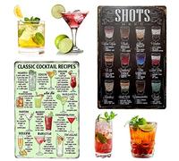 JOKILY 2 Pezzi Cocktail Poster, Targhetta da Cocktail Vintage, con 4 Fori Poster Segno Lamiera Plaque Poster Decorazione per Casa Cafe Bar Ristorante Pub e Decorazione della Parete del Fondo