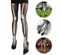 JOKILY Halloween Scheletro Collant Donna Giorno dei Morti Nero Bianco Osso Calze Elastiche Pantaloni Spaventosi Osso Costume di Halloween Accessori Giorno dei Morti Festival Carnevale Calze, Nero