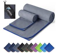 Jokisa 2 Set Asciugamano Microfibra (180x90cm Telo Grande+100x50cm Telo Palestra),Asciugatura Rapida e Senza Sabbia Telo Mare,Asciugamani Palestra Adatto per Fitness,Spiaggia (Blu Scuro - Blu)