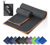 Jokisa 2 Set Asciugamano Microfibra (180x90cm Telo Grande+100x50cm Telo Palestra),Asciugatura Rapida e Senza Sabbia Telo Mare,Asciugamani Palestra Adatto per Fitness,Spiaggia (Scuro Grigio - Arancio)