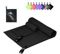 Jokisa Asciugamano Microfibra Set di 2 - Telo Mare Microfibra 180X90CM + Asciugamani Palestra 80X40CM, Asciugamani Microfibra per Esterno Sauna Spiaggia Escursioni (Nero)