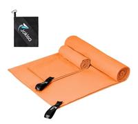 Jokisa Asciugamano Microfibra Set di 2 - Telo Mare Microfibra 180X90CM + Asciugamani Palestra 80X40CM, Asciugamani Microfibra per Esterno Sauna Spiaggia Escursioni (Arancione)