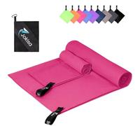 Jokisa Asciugamano Microfibra Set di 2 - Telo Mare Microfibra 180X90CM + Asciugamani Palestra 80X40CM, Asciugamani Microfibra per Esterno Sauna Spiaggia Escursioni (Rosa)