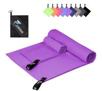Jokisa Asciugamano Microfibra Set di 2 - Telo Mare Microfibra 180X90CM + Asciugamani Palestra 80X40CM, Asciugamani Microfibra per Esterno Sauna Spiaggia Escursioni (Viola)