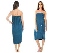 Jokisa Kilt da sauna da donna, asciugamano da sauna con bottoni, in microfibra da 400 g/m², con tasche e elastico, adatto per sauna, bagno, piscina (blue)