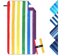 Jokisa Telo Mare 90x180cm Asciugamano Microfibra, Telo Palestra Compatto e Resistente alla Sabbia, Telo Mare Microfibra Adatto per Spiaggia, Palestra, Viaggi, Spiaggia, Sauna (Arcobaleno, 90x180cm)