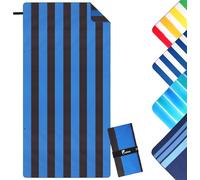 Jokisa Telo Mare 90x180cm Asciugamano Microfibra, Telo Palestra Compatto e Resistente alla Sabbia, Telo Mare Microfibra Adatto per Spiaggia, Palestra, Viaggi, Spiaggia, Sauna (Blu&Nero, 90x180cm)