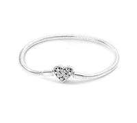 Jokmeo Braccialetto in Argento Sterling 925 per Donna, Braccialetto a Maglie Serpiente della Collezione Pandora Moments, Compatibile con Ciondoli, Adatto a Donne e Ragazze.（Unione di cuori 20CM）