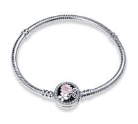 Jokmeo Braccialetto in Argento Sterling 925 per Donna, Braccialetto a Maglie Serpiente della Collezione Pandora Moments, Compatibile con Ciondoli, Adatto a Donne e Ragazze.（i fiori 18CM）