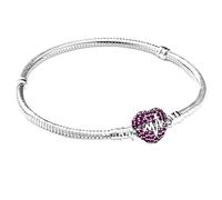Jokmeo Braccialetto in Argento Sterling 925 per Donna, Braccialetto a Maglie Serpiente della Collezione Pandora Moments, Compatibile con Ciondoli, Adatto a Donne e Ragazze.（cuore rosso 17CM）