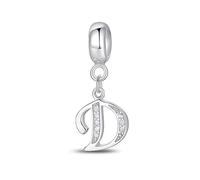 Jokmeo Charm a lettera D in argento sterling 925 per donna, compatibile con bracciali e collane europei, gioiello moderno per donna