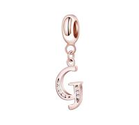 Jokmeo Charm a lettera G in argento sterling 925 per donna con motivo in oro rosa, compatibile con bracciali e collane europei, gioiello moderno per donna.