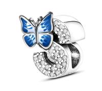 Jokmeo Charm a lettera S in argento sterling 925 per donna con motivo a farfalla, compatibile con bracciali e collane europei, gioiello moderno per donna.