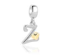 Jokmeo Ciondolo charm in argento 925 con lettere A-Z, compatibile con bracciali e collane Pandora, gioiello alla moda per donne.ZM789