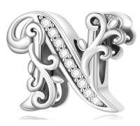 Jokmeo Ciondolo charm in argento 925 con lettere A-Z, compatibile con bracciali e collane Pandora, gioiello alla moda per donne.ZM789