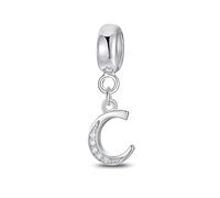 Jokmeo Ciondolo con iniziale C in argento 925 per donne, compatibile con bracciali e collari dello stile Pandora e europeo, adatto a donne e ragazze.