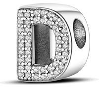 Jokmeo Ciondolo con iniziale D in argento 925 per donne, compatibile con bracciali e collari dello stile Pandora e europeo, adatto a donne e ragazze.