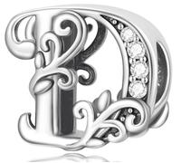 Jokmeo Ciondolo con iniziale D in argento 925 per donne con motivi, compatibile con bracciali e collari dello stile Pandora e europeo, adatto a donne e ragazze.