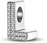 Jokmeo Ciondolo con iniziale L in argento 925 per donne, compatibile con bracciali e collari dello stile Pandora e europeo, adatto a donne e ragazze.