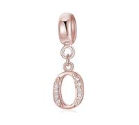 Jokmeo Ciondolo con iniziale O in argento 925 per donne, versione in oro rosa, compatibile con bracciali e collari dello stile Pandora e europeo, adatto a donne e ragazze.