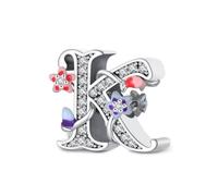 Jokmeo Ciondolo con lettera K in argento 925 per donne con motivi di stella di mare, compatibile con bracciali e collari dello stile Pandora e europeo, adatto a donne e ragazze.