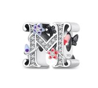 Jokmeo Ciondolo con lettera M in argento 925 per donne con motivi di stella di mare, compatibile con bracciali e collari dello stile Pandora e europeo, adatto a donne e ragazze.