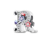 Jokmeo Ciondolo con lettera R in argento 925 per donne con motivi di stella di mare, compatibile con bracciali e collari dello stile Pandora e europeo, adatto a donne e ragazze.
