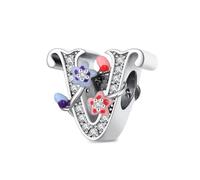 Jokmeo Ciondolo con lettera V in argento 925 per donne con motivi di stella di mare, compatibile con bracciali e collari dello stile Pandora e europeo, adatto a donne e ragazze.