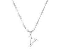 Jokmeo Collana con Lettera Iniziale V in Argento Sterling 925, elegante collana con ciondolo a lettera argentata, ideale per l'uso quotidiano della donna.