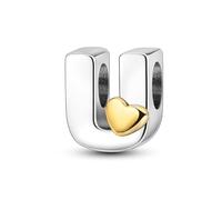 Jokmeo ZM2 - Ciondolo da donna in argento Sterling 925, con lettera A-Z, compatibile con Pandora e bracciali e collane europee, adatto per donne e ragazze, Argento sterling