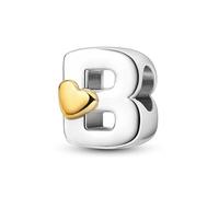 Jokmeo ZM2 - Ciondolo da donna in argento Sterling 925, con lettera A-Z, compatibile con Pandora e bracciali e collane europee, adatto per donne e ragazze, Argento sterling