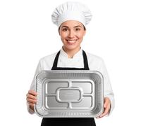 Jokolo Vassoio in alluminio resistente, 400 mm x 270 mm x 80 mm, grande teglia usa e getta per cucinare, cuocere, catering, barbecue, feste e conservazione degli alimenti (grande capacità 5000 ml) (10