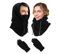 JOKSNK Multifunzionale Passamontagna, Balaclava Cappuccio Multifunzionale, Moto Invernale Maschere, Multifunzionale Cappuccio Regolabile Morbido e Caldo per Corsa, l'Alpinismo nel Freddo Inverno Nero