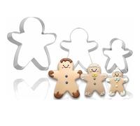 JOKUMO Set di 3 formine per biscotti a forma di omino di pan di zenzero, 10,2 cm, in acciaio inox 18/0