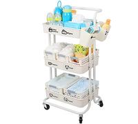 JOLEAD Carrello Pannolini Caddy Organizer per Neonati, 3 Livelli Robusto Baby Diaper Organizzatore Porta Pannolino Portaoggetti Carrello, Facile da Montare