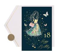 Joli Coon Biglietto auguri compleanno 18 STARDUST Lady - Biglietto auguri compleanno 18 anni ragazza con busta e vero sigillo in cera